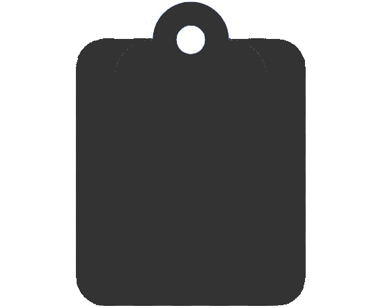 A black clipboard with a clip at the top.